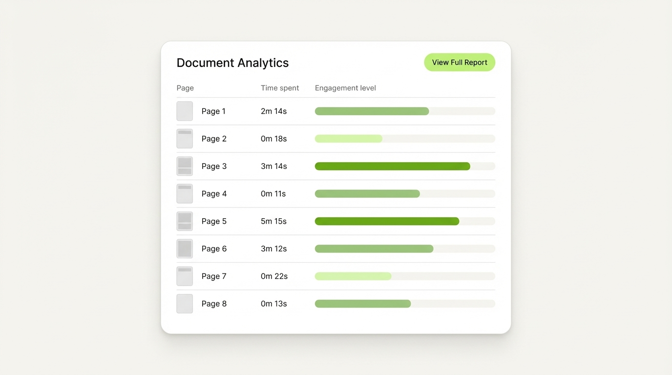 SendNow page-by-page analytics for M&A documents