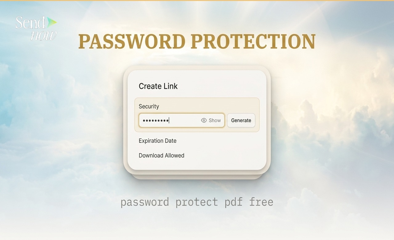 Create Link panel showing password field for document access