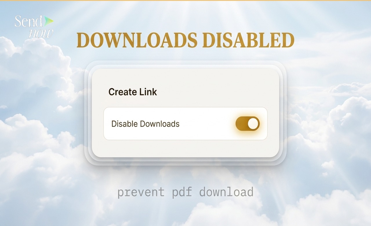 Create Link panel showing Disable Downloads toggle switched on