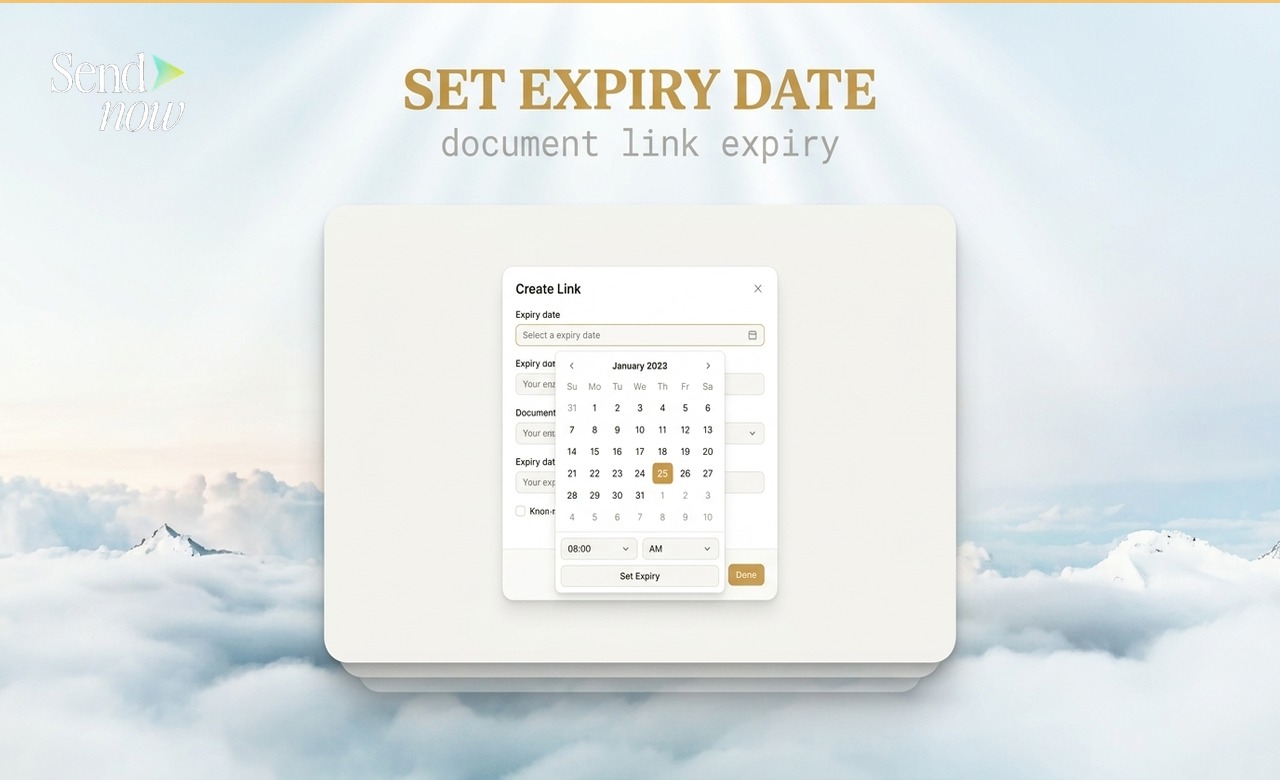 Panel de Crear Enlace con el selector de fecha de caducidad destacado