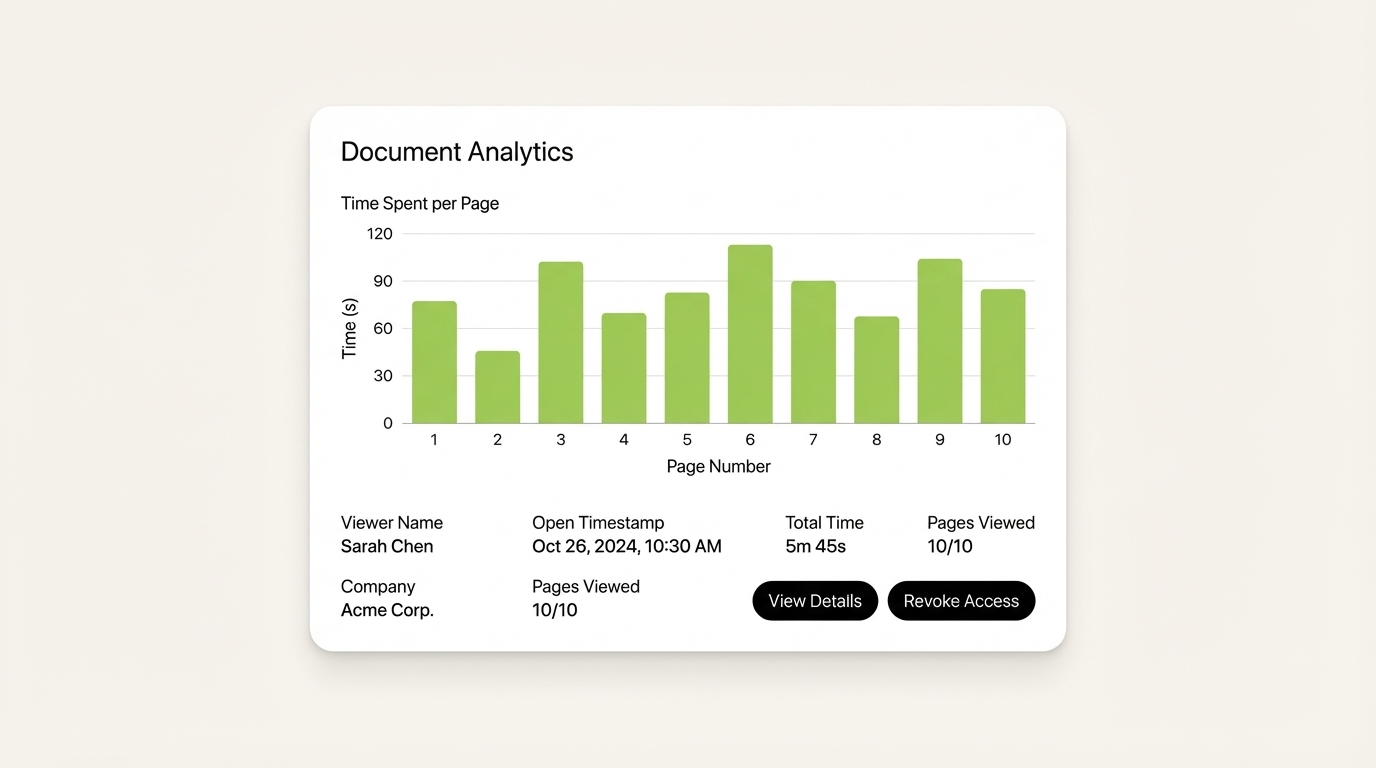 Page-by-page analytics dashboard showing document engagement metrics
