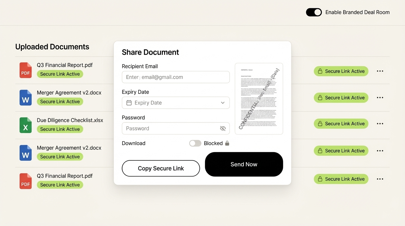SendNow Secure Link Configuration Interface