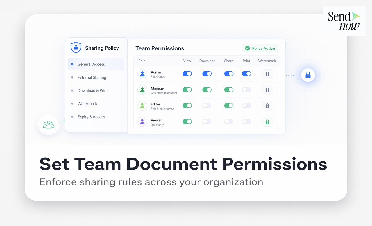 Panel de configuración del equipo SendNow que muestra los valores predeterminados de seguridad conforme al GDPR