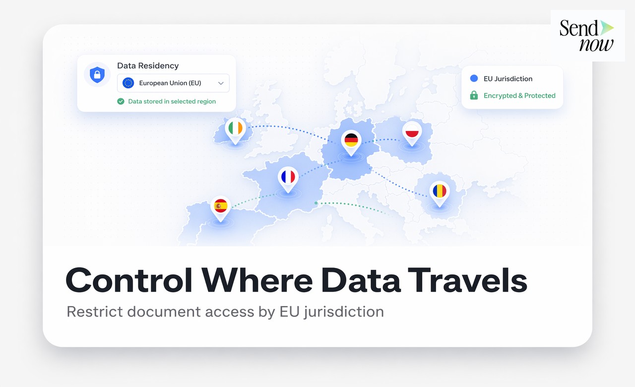 SendNow geographic tracking showing EU visitor map