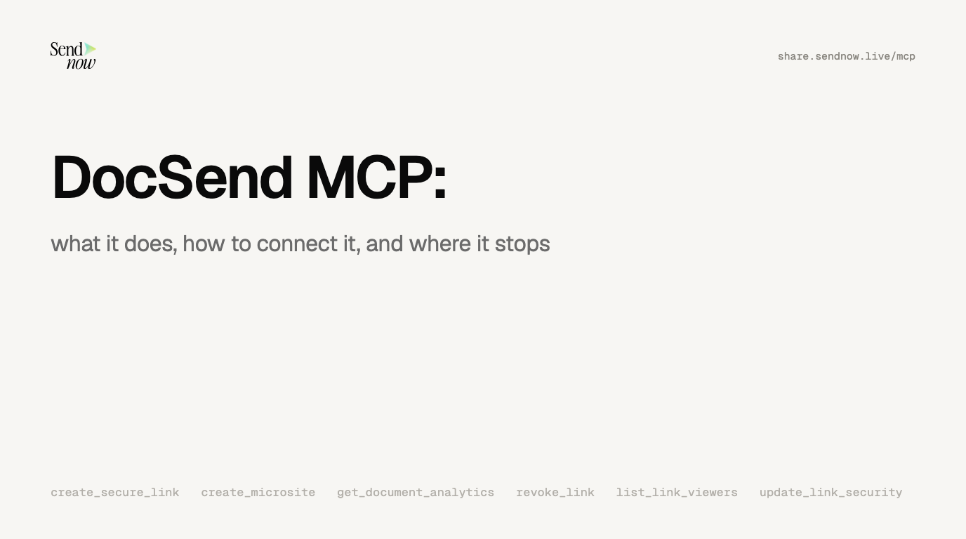 DocSend MCP: How to Connect It, What It Does and Where It Stops (2026)
