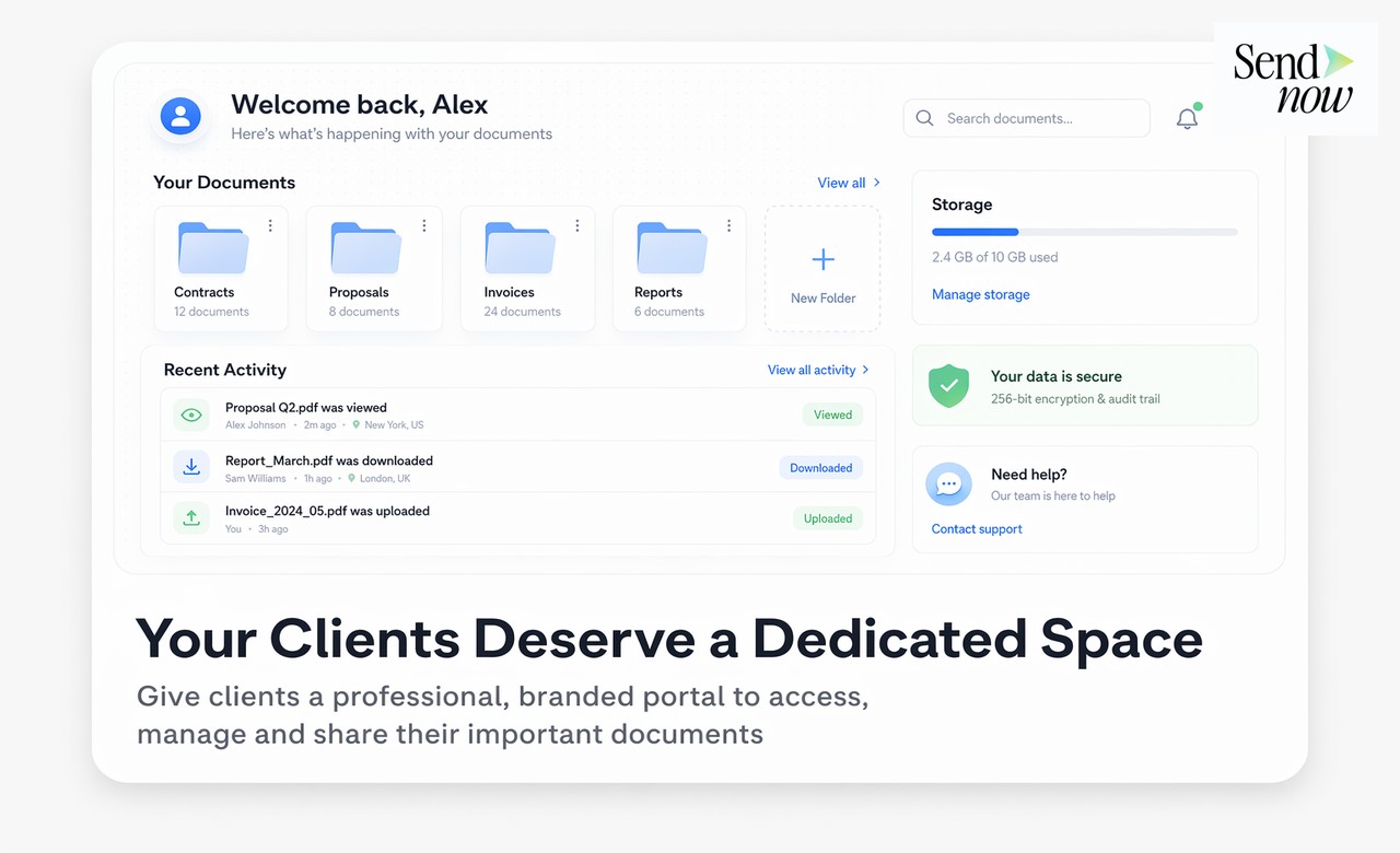 Portal analytics showing document engagement per client