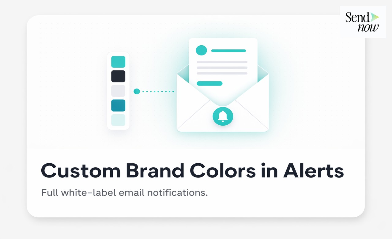 Notification settings panel showing custom sender name and logo configuration