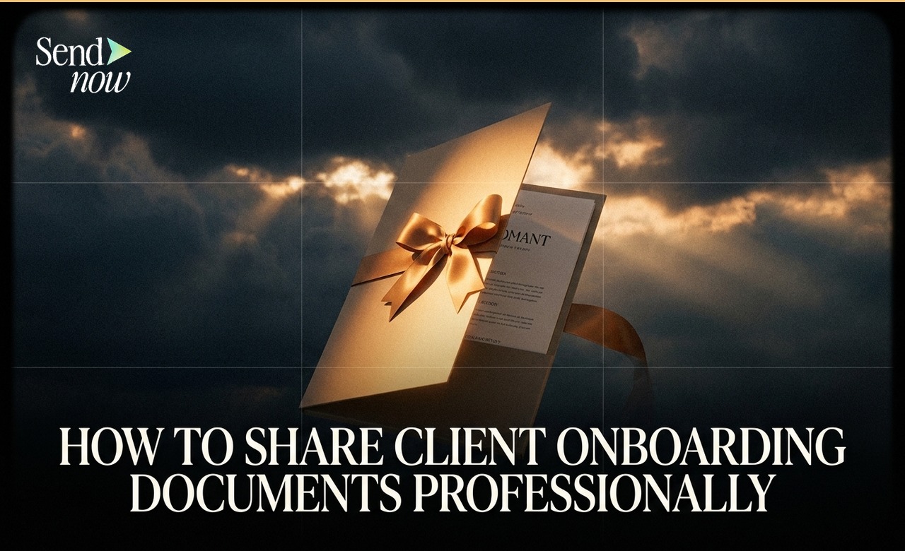 Team workspace showing multiple members, documents, and activity feed in SendNow