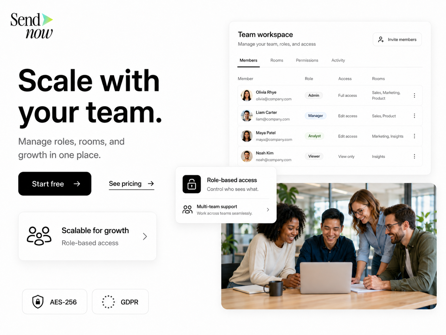 SendNow Team Workspaces