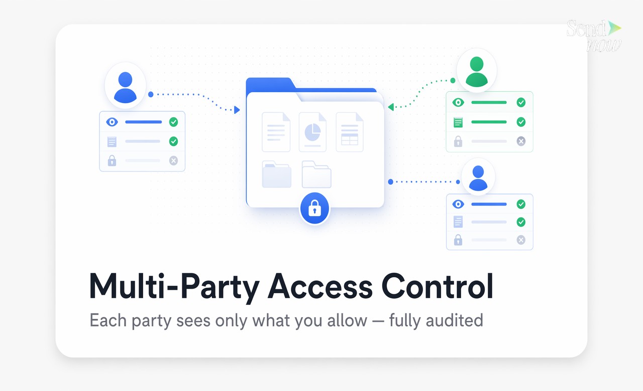 Multi-Party Access Control — Each party sees only what you allow, fully audited