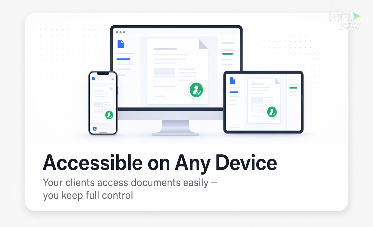 Accessible on Any Device — Your clients access documents easily, you keep full control