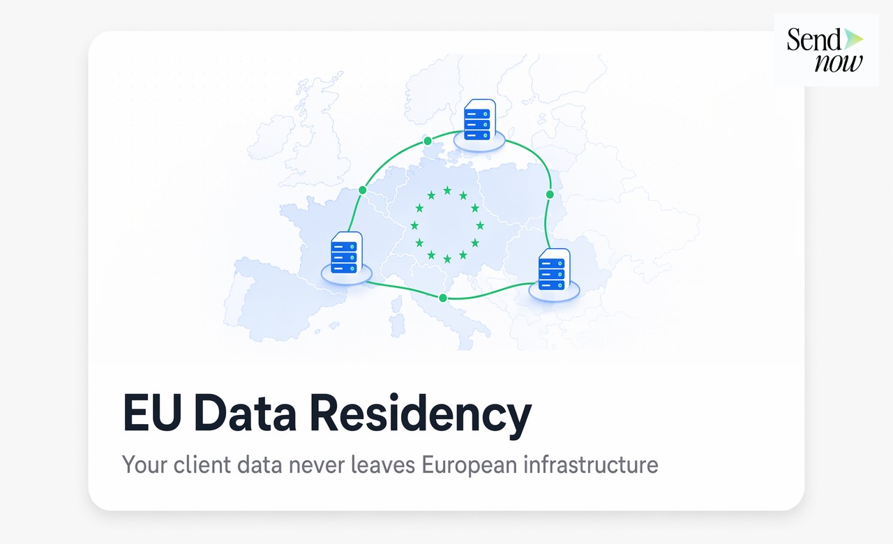 European data center network showing document routing only through EU servers
