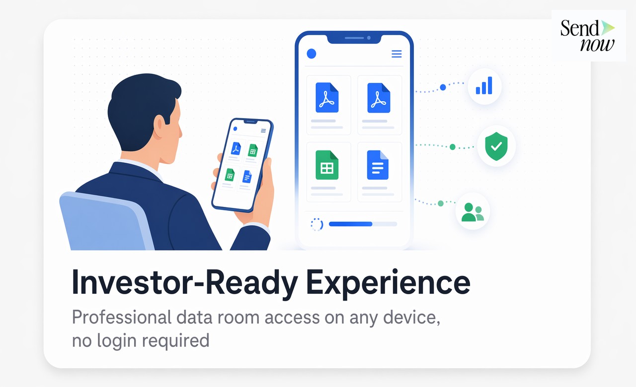Investor accessing startup data room on mobile