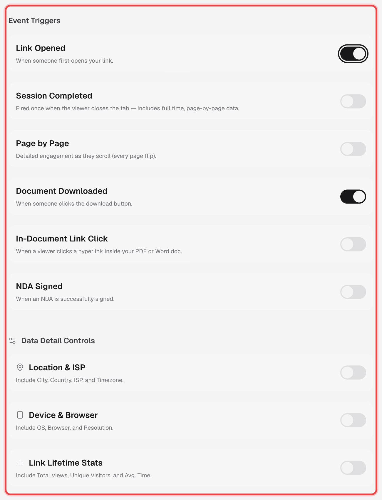 Event Triggers list and Data Detail Controls in the Add Webhook dialog