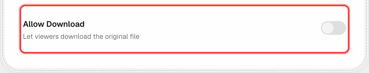 Allow Download toggle, off