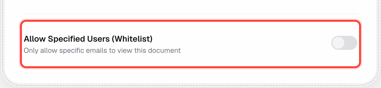 Allow Specified Users toggle, off