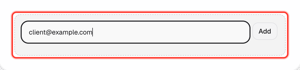 Typing an email into the whitelist box
