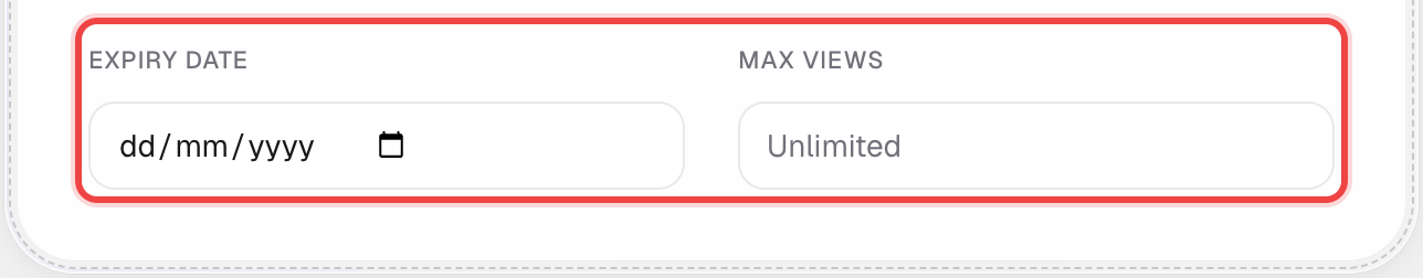 Expiration & Limits card, both fields empty