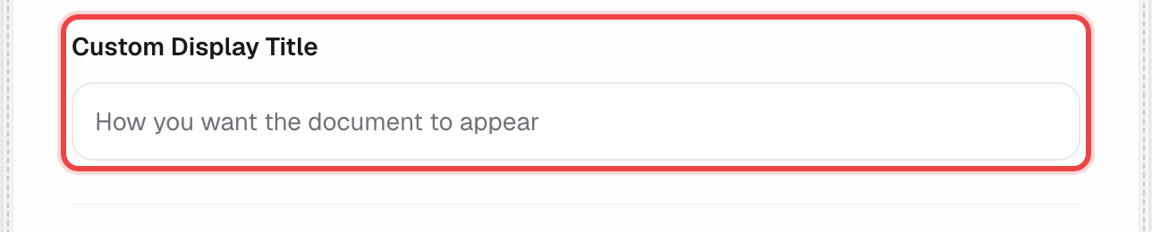 Custom Display Title input field