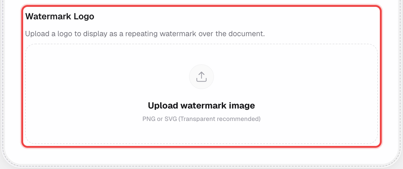 Watermark Logo upload dropzone