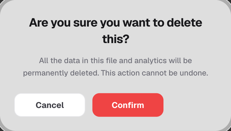 Delete confirmation dialog: Are you sure you want to delete this?